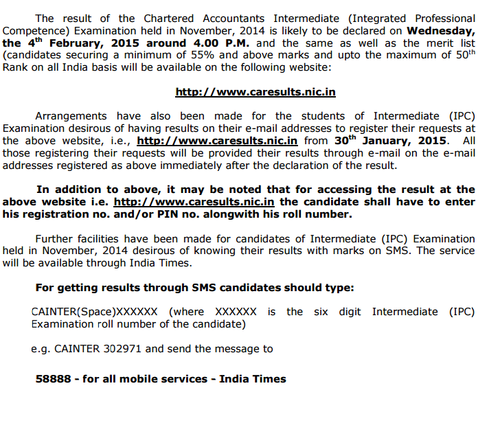 CA ipcc nov 2014 result