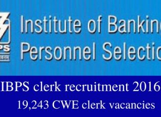 www.ibps.in IBPS clerk recruitment 2016