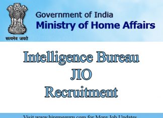 Intelligence Bureau JIO Recruitment Apply Online Through www.mha.nic.in