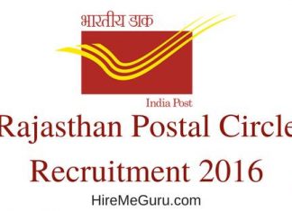 Rajasthan Post Office Recruitment Apply Online at www.rajpostexam.com