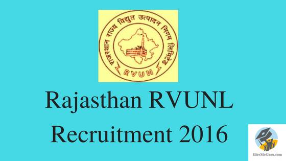 Rajasthan RVUNL Recruitment Apply online at energy.rajasthan.gov.in