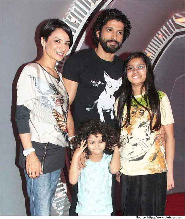 Farhan Akhtar with wife and daughters