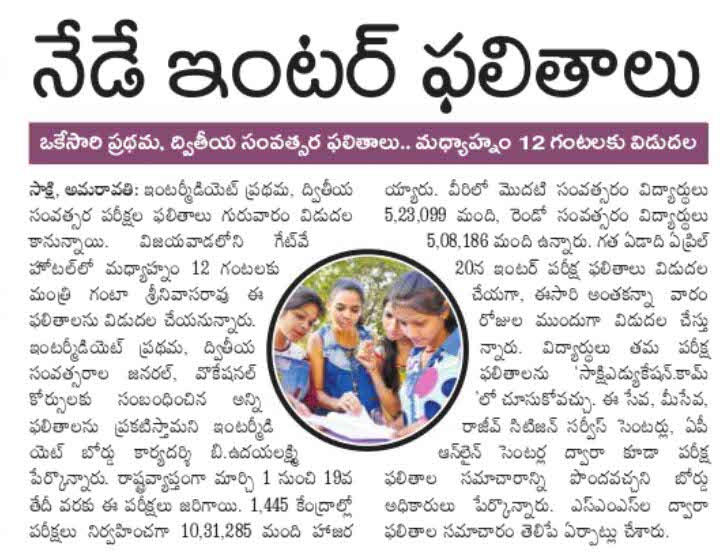 AP Inter Results News