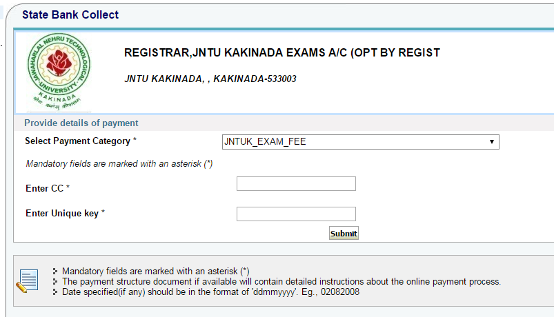 Enter JNTUK Students Details