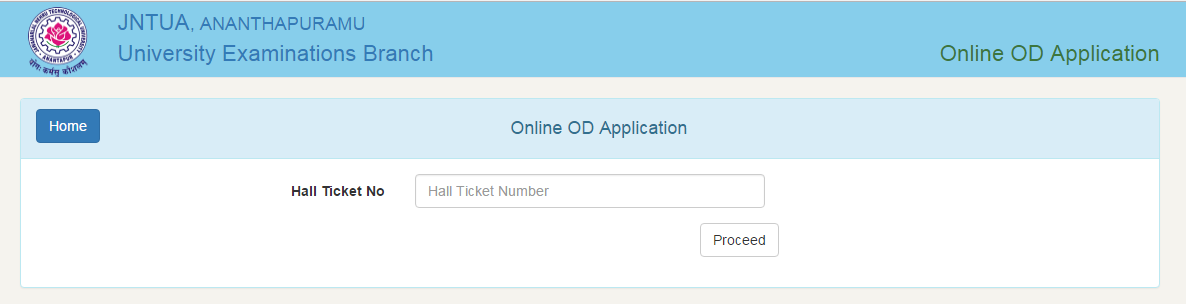 JNTUA Online OD Application